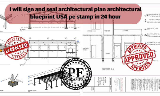 Sign and seal architectural plan architectural blueprint usa pe stamp ...