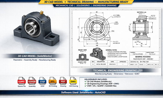 do 3d cad model mechanical and industrial product design ready for manufacturing