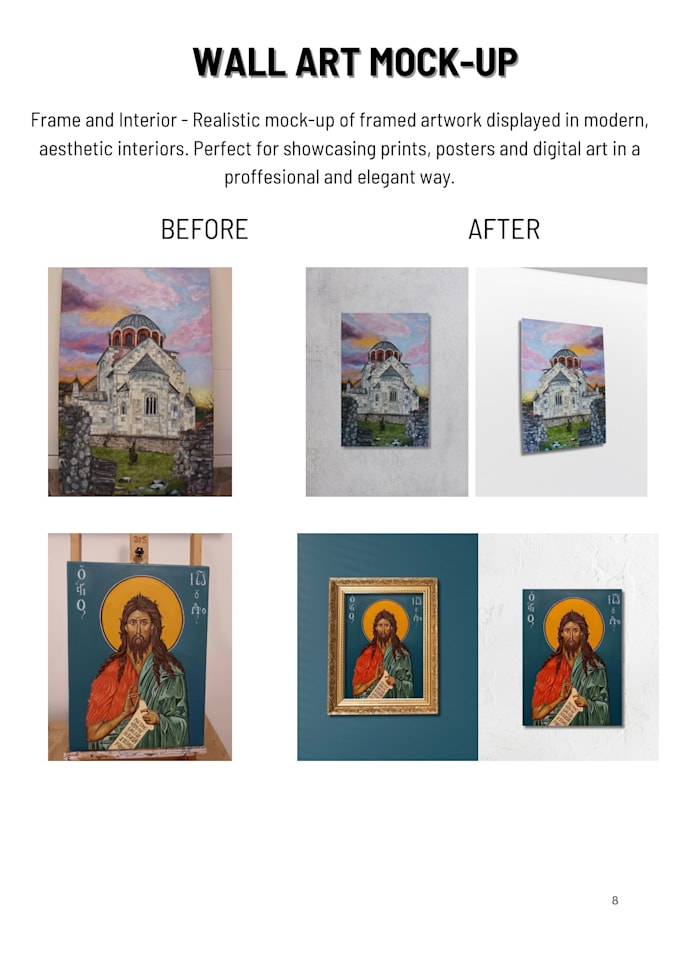 create professional wall and frame mockup for your artwork