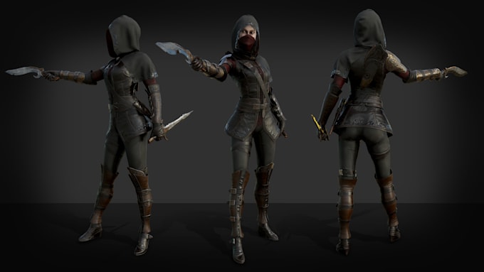 do realistic 3d character modeling uv texture rigging game assets in blender ma