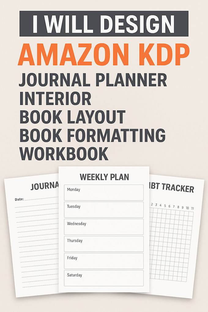 Design amazon kdp journal planner interior book layout book formatting ...