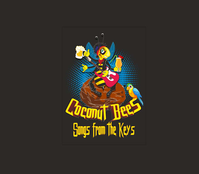 design eye catching coconut bees mascot logo