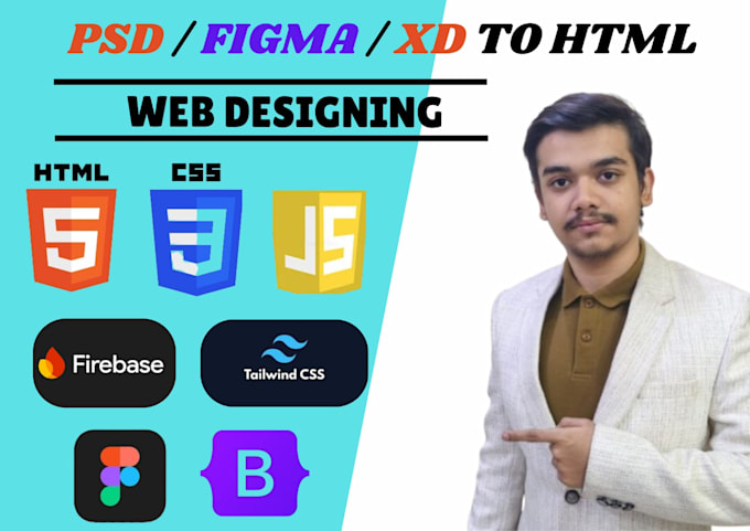 convert PSD, figma, xd to HTML and CSS with animations