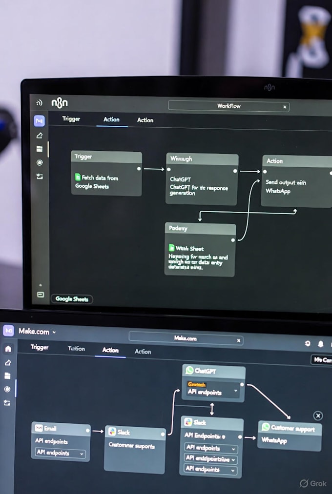 build any automation workflow using make and n8n