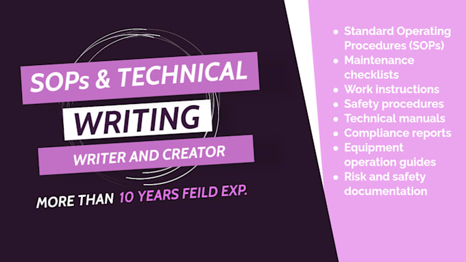 write professional sops, safety procedures, checklists, and technical documents