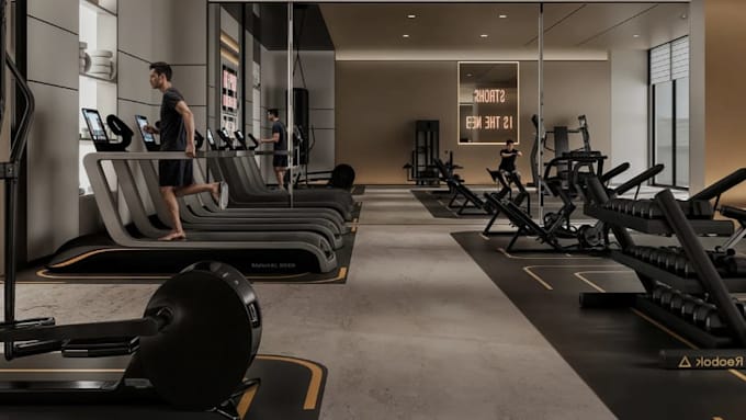 Design 3d gym interior,fitness center,sport complex,footprint,cardio ...
