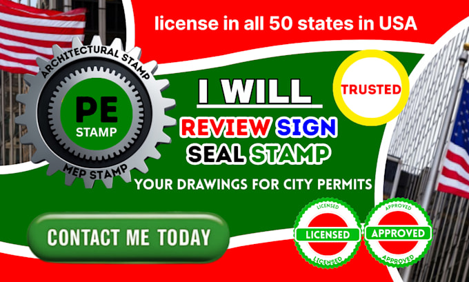 do pe stamp, architectural stamp, mep, civil engineering stamp for city permits