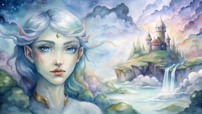 draw watercolor fantasy illustration