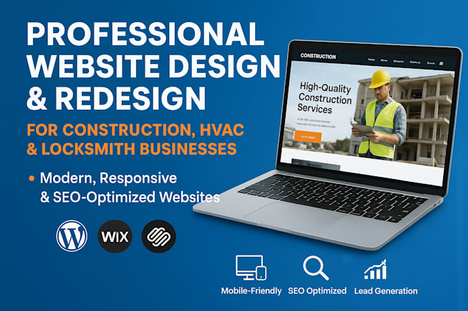 design construction website handyman website hvac, locksmith website