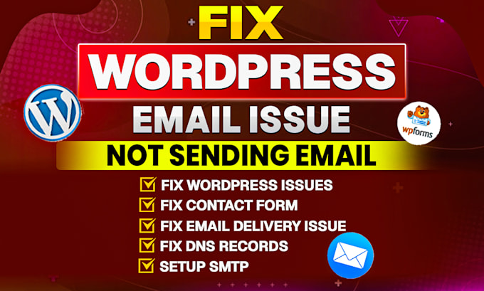 fix contact form issue, wordpress issue, email issue and setup SMTP, dns record