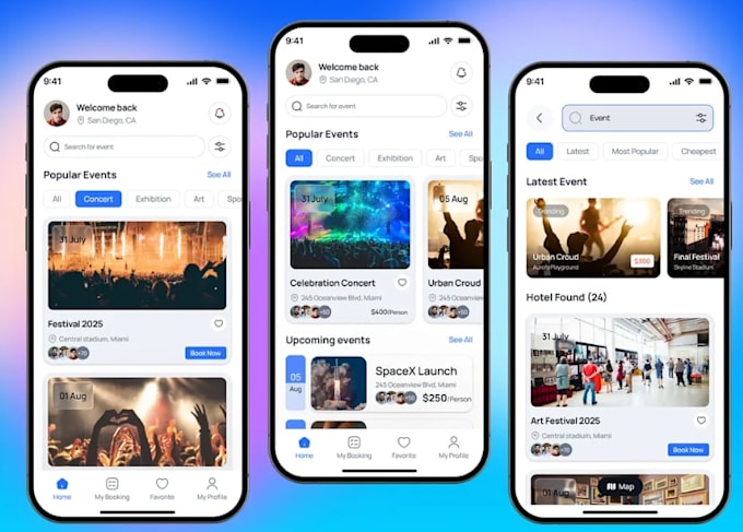 develop an event booking app flight booking app ticket booking app