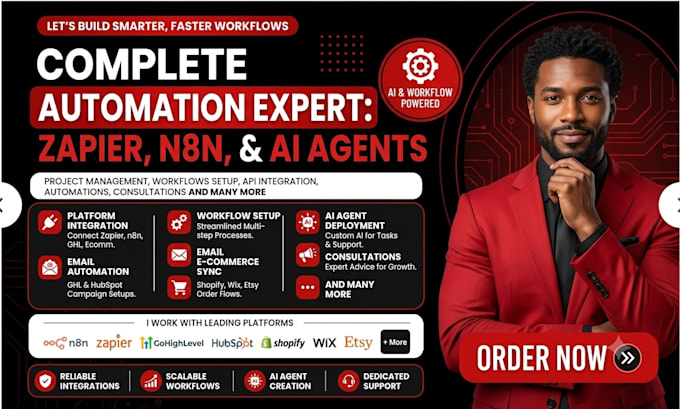 set up zapier n8n ai agent gohighlevel email automation hubspot shopify wix etsy