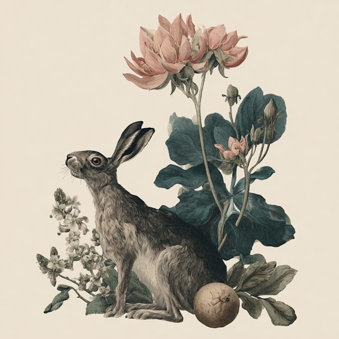 draw an animal and botanical illustration