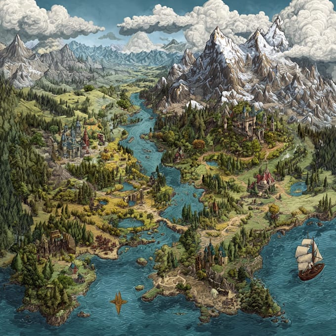 do fantasy map illustration for map