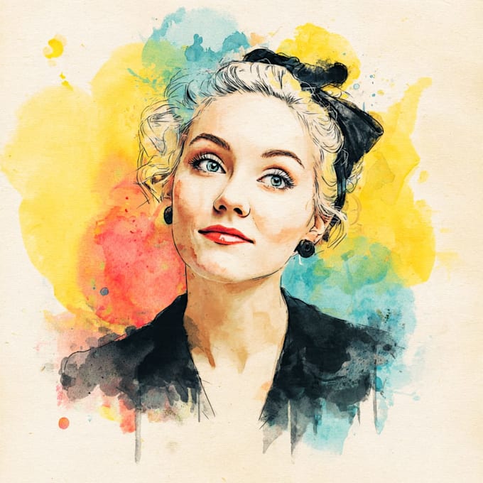 draw a watercolor pop art portrait