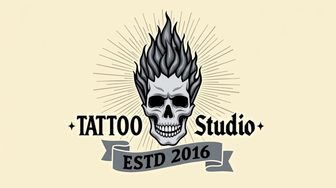 design outstanding skull fantasy tattoo studio logo