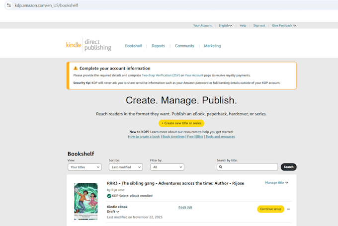 amazon kindle ebook publishing service