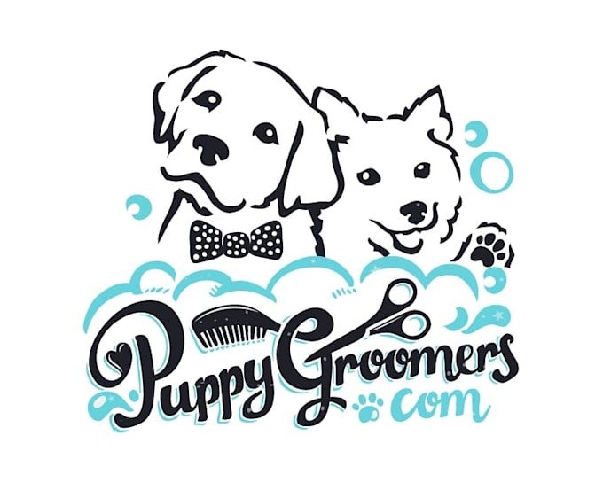 create a clean and friendly dog grooming brand logo