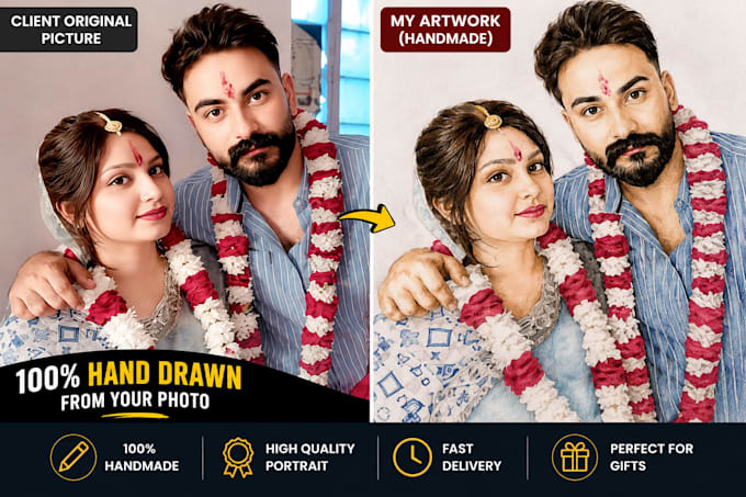 draw a realistic handmade portrait  from your photo