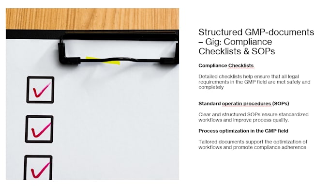 create gmp compliant sops, checklists and templates