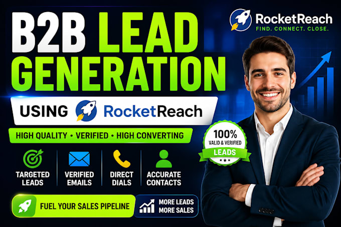 do b2b lead generation using rocketreach and linkedin research