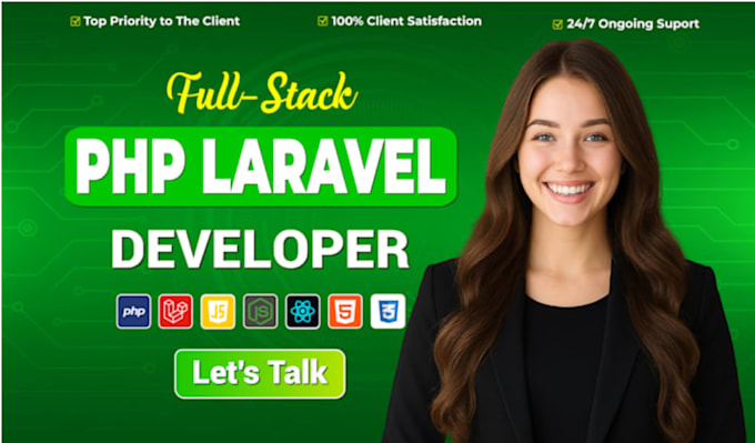 do full stack website in php laravel, html css bootstrap javascript react js