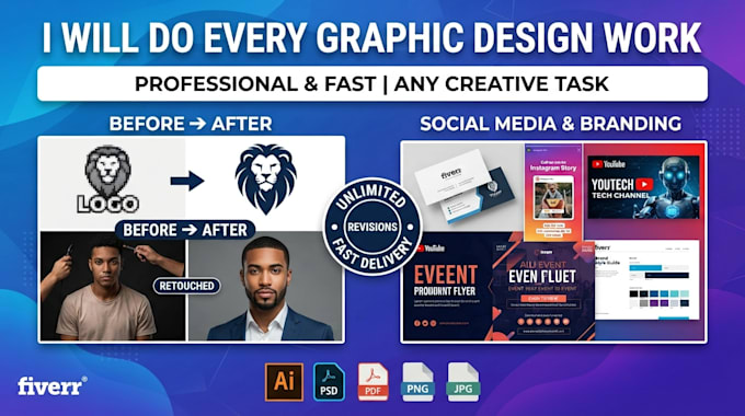 any graphic design work professionally and fast