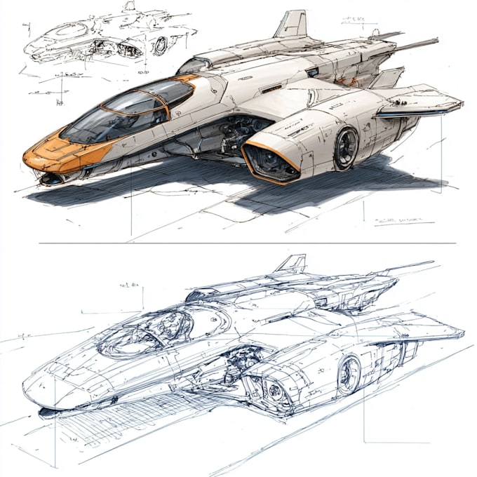 Draw sci fi spaceship concept art or vehicle design by Vulilla | Fiverr