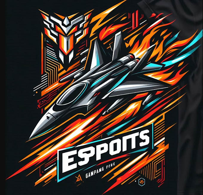 create esport t shirt fighter jet logo