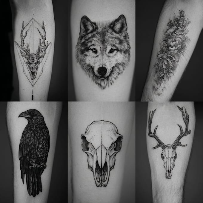 professional tattoo design black and white or color