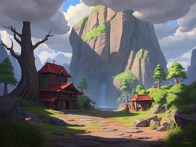 design 2d game concept art background and environment