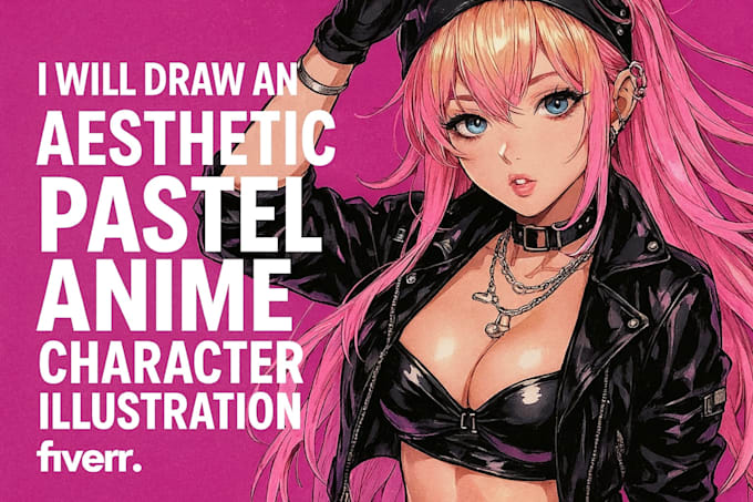 illustrate aesthetic pastel anime character illustrations