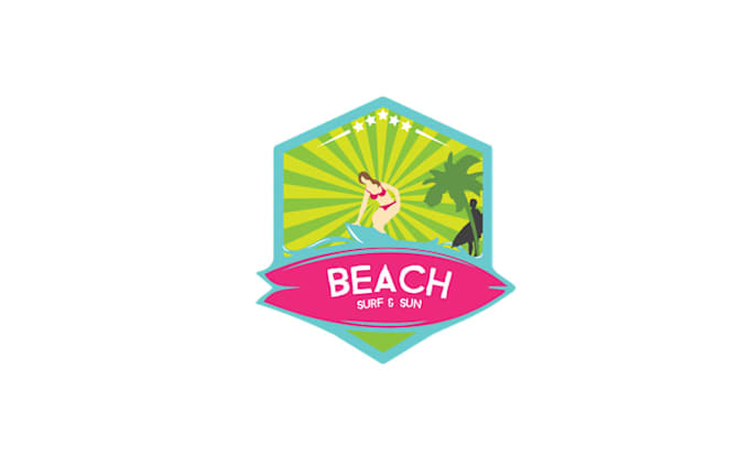design traditional beach surf and sun logo