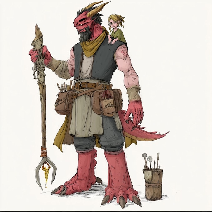 draw rpg and dnd character design illustration
