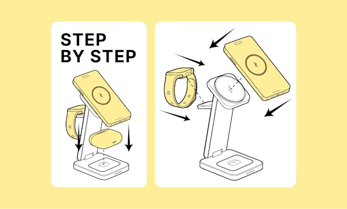 draw step by step line art instruction manual or user guide for your product
