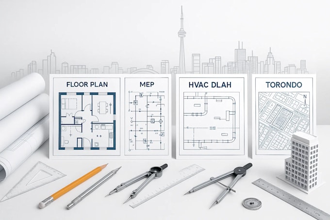 draw 2d floor plan mep site plan hvac and plumbing for toronto