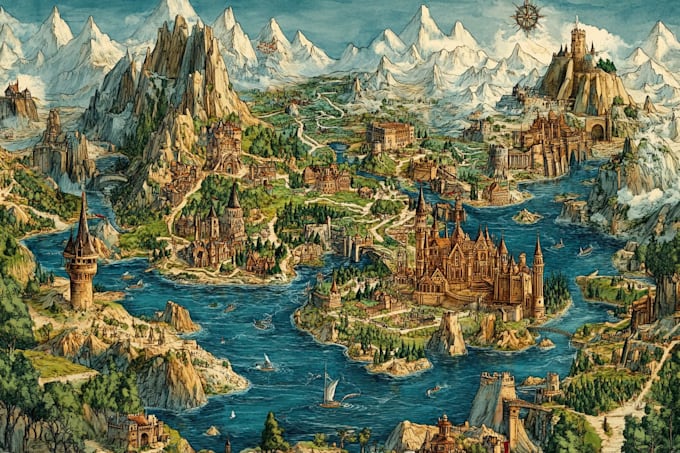 draw a wonderful custom fantasy map