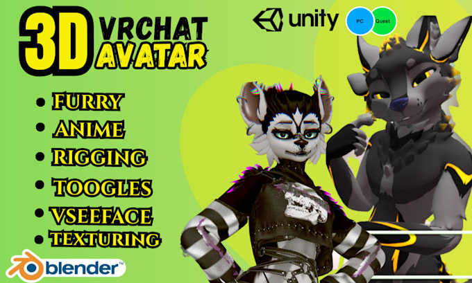 Create realistic furry avatar, 3d model, vrchat avatar, vrc character ...