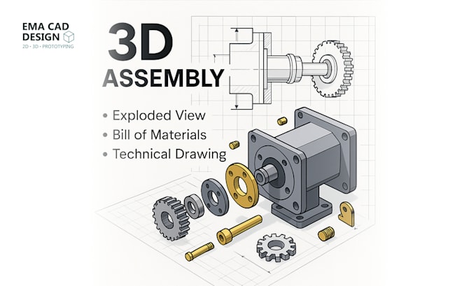 Create mechanical assemblies and exploded views by Emacad_design | Fiverr