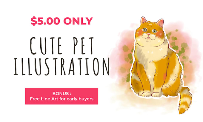 draw a cute cartoon pet portrait in a colorful illustration style