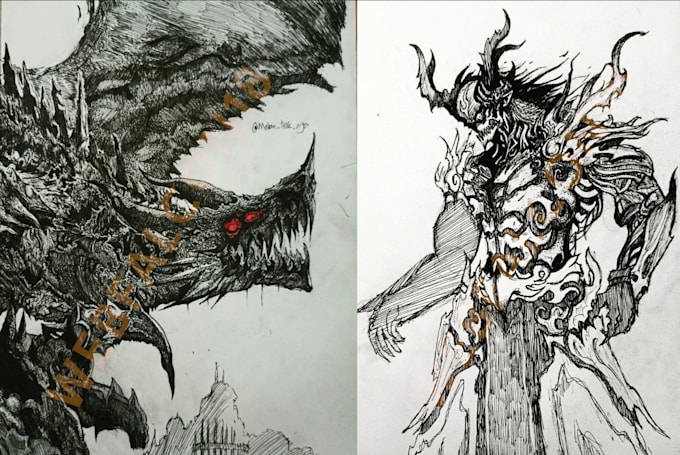 create awesome handrawn black white illustration for you