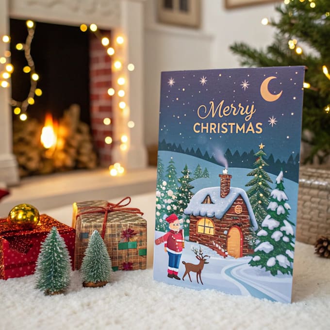 create a beautiful illustrated christmas card