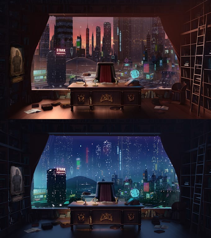 create a science fiction city background or a futuristic cyberpunk environment