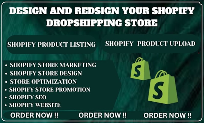 build shopify store redesign shopify website and dropshipping