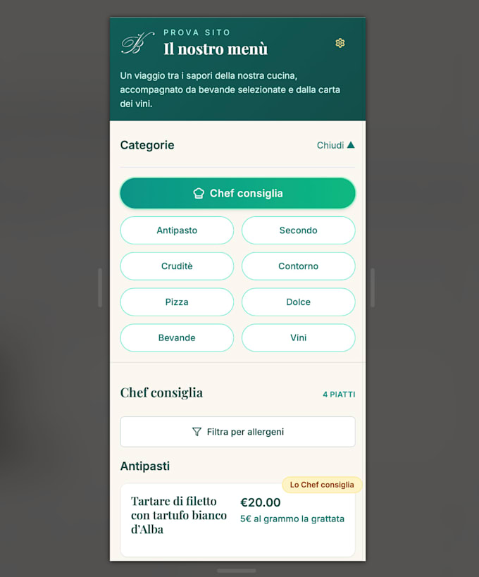 Create a modern online restaurant menu with smart editing, categories ...