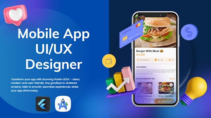design flutter UI screens in dart