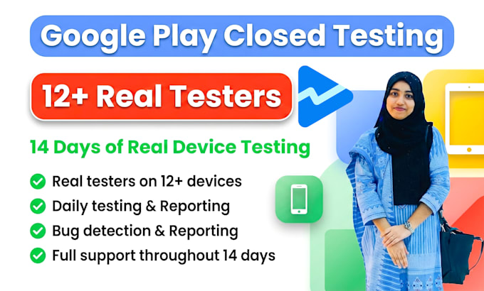 provide 12 real android testers for google play closed testing 14 days