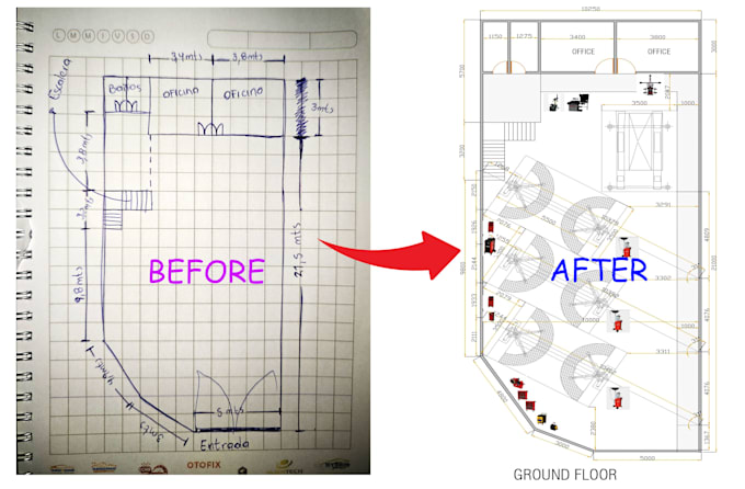 convert PDF, sketch, image to autocad dwg drawing