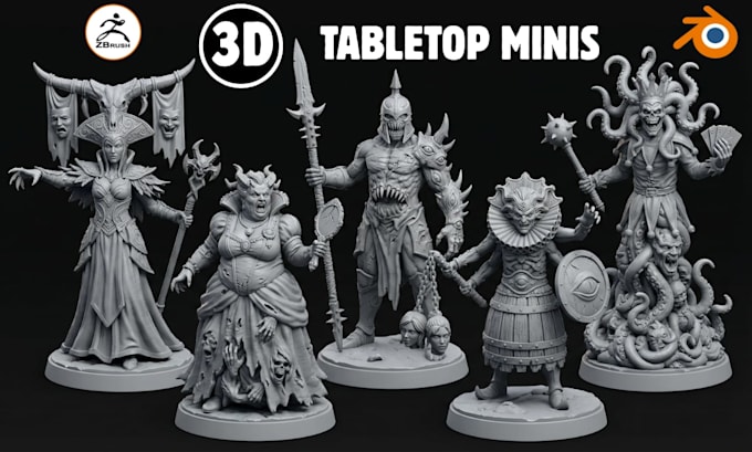 Design and sculpt 3d miniature tabletop 2d to 3d model dnd figures ...