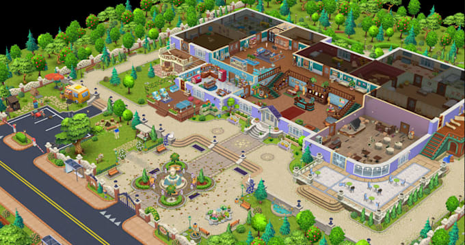 create realistic, pixel art, cartoon 2d game environment for game ready in unity